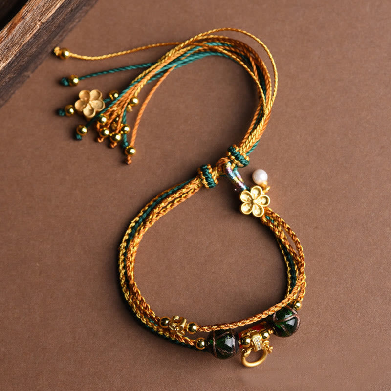 Mehrschichtiges Liuli-Glasperlenarmband mit spirituellem Schutz