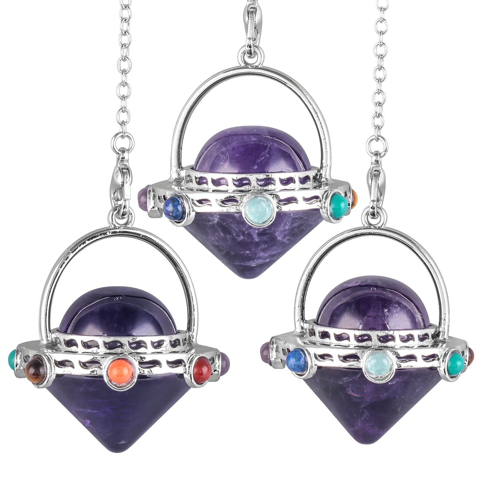 Mystisches Tigerauge &amp; Amethyst Pendel