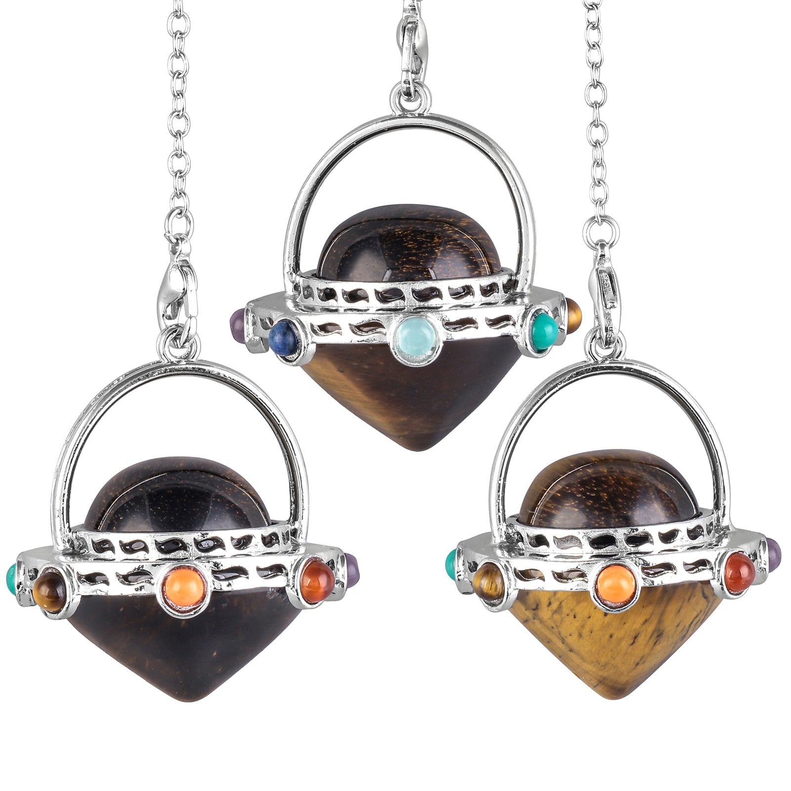 Mystisches Tigerauge &amp; Amethyst Pendel