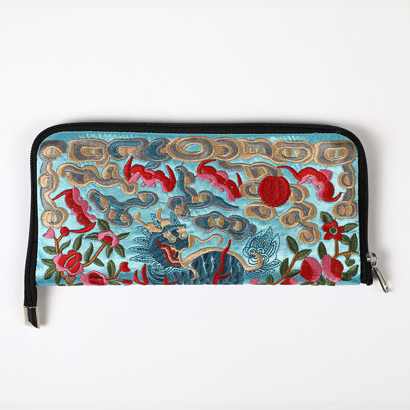 Handtasche mit Stickerei „Mythisches Tier“ | Phönixdrache Qilin 23 cm