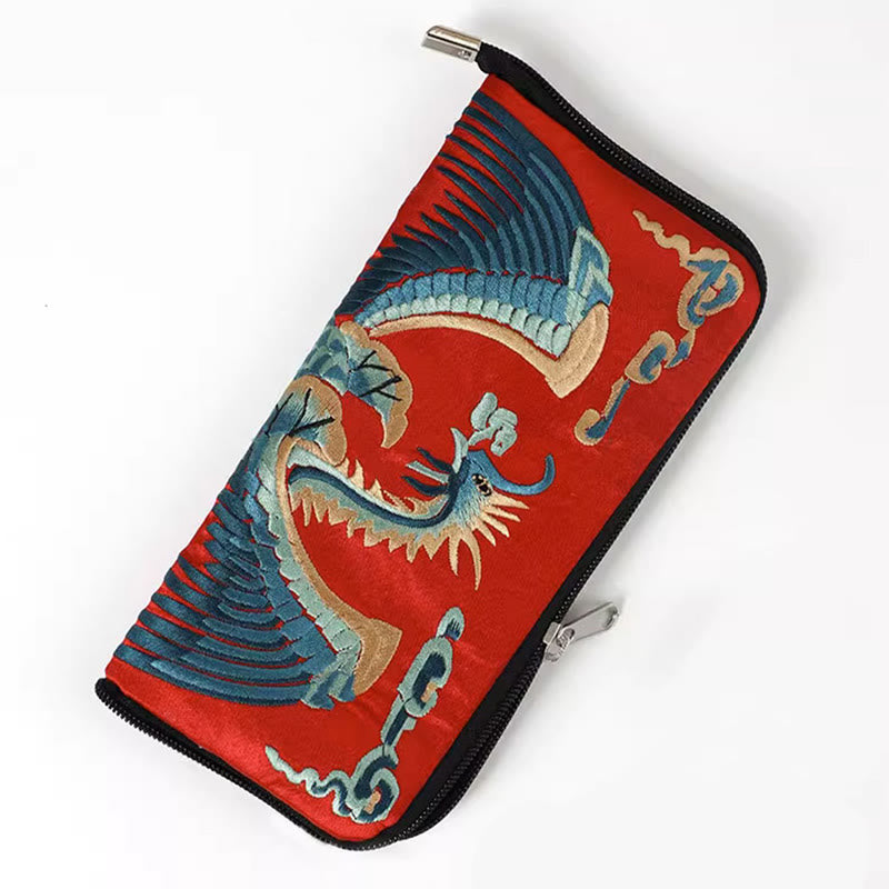 Handtasche mit Stickerei „Mythisches Tier“ | Phönixdrache Qilin 23 cm