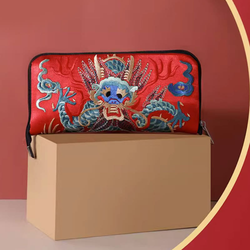 Handtasche mit Stickerei „Mythisches Tier“ | Phönixdrache Qilin 23 cm