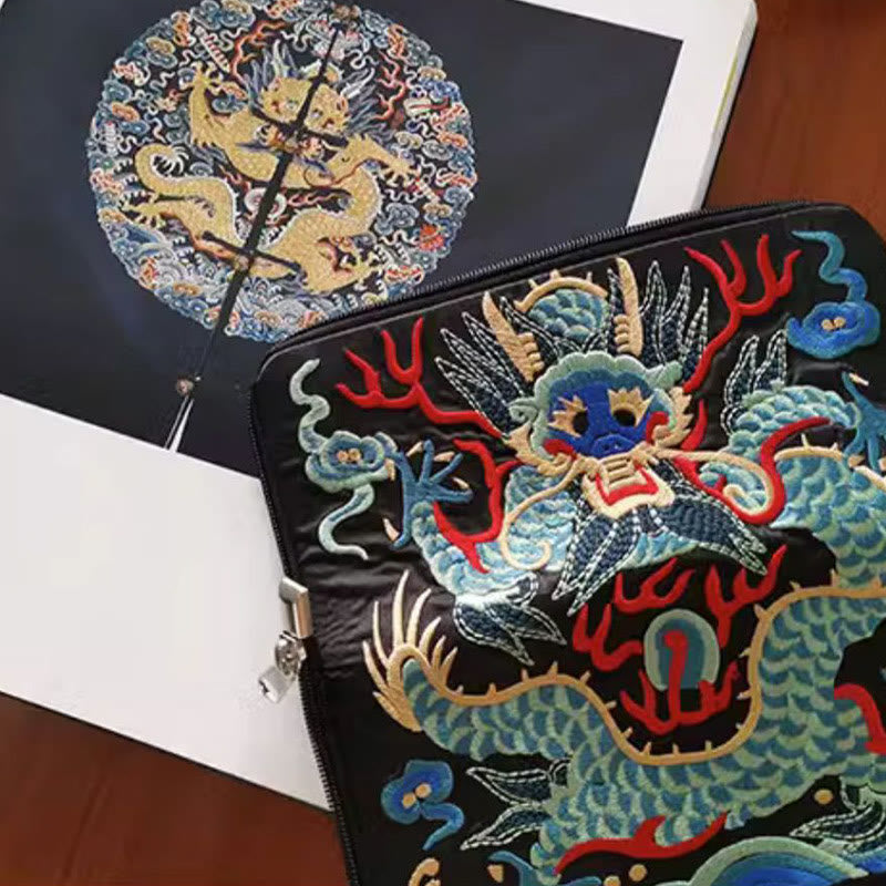 Handtasche mit Stickerei „Mythisches Tier“ | Phönixdrache Qilin 23 cm