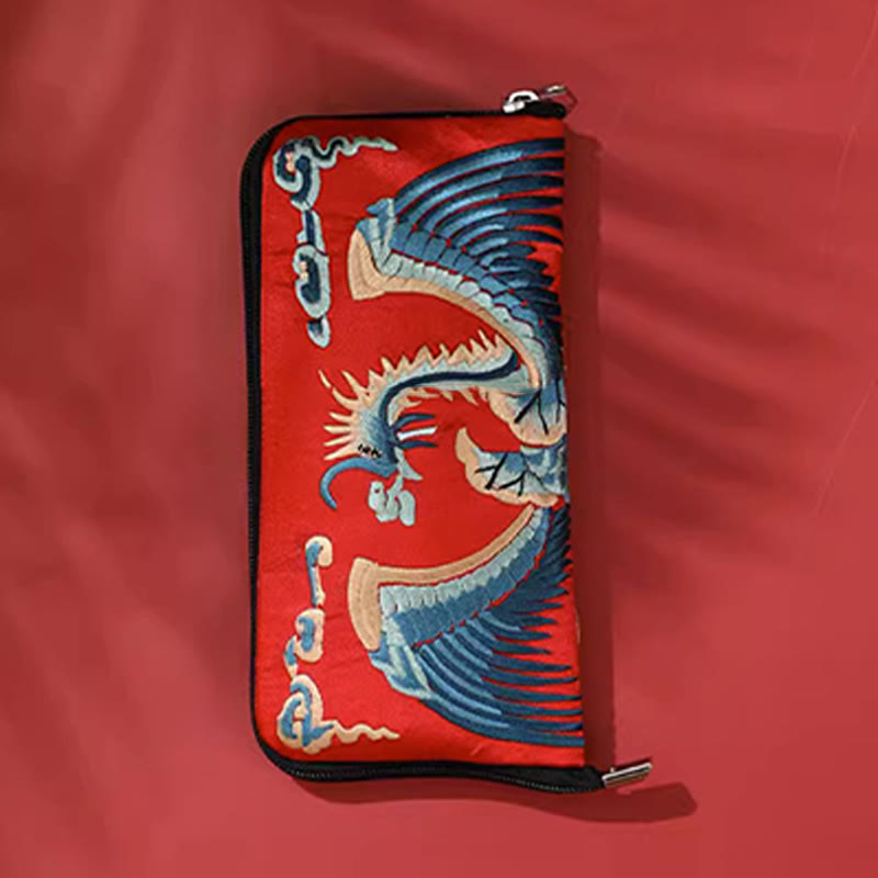 Handtasche mit Stickerei „Mythisches Tier“ | Phönixdrache Qilin 23 cm