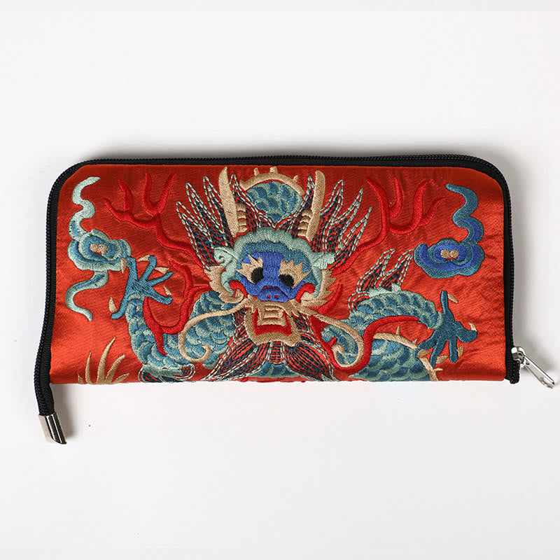 Handtasche mit Stickerei „Mythisches Tier“ | Phönixdrache Qilin 23 cm