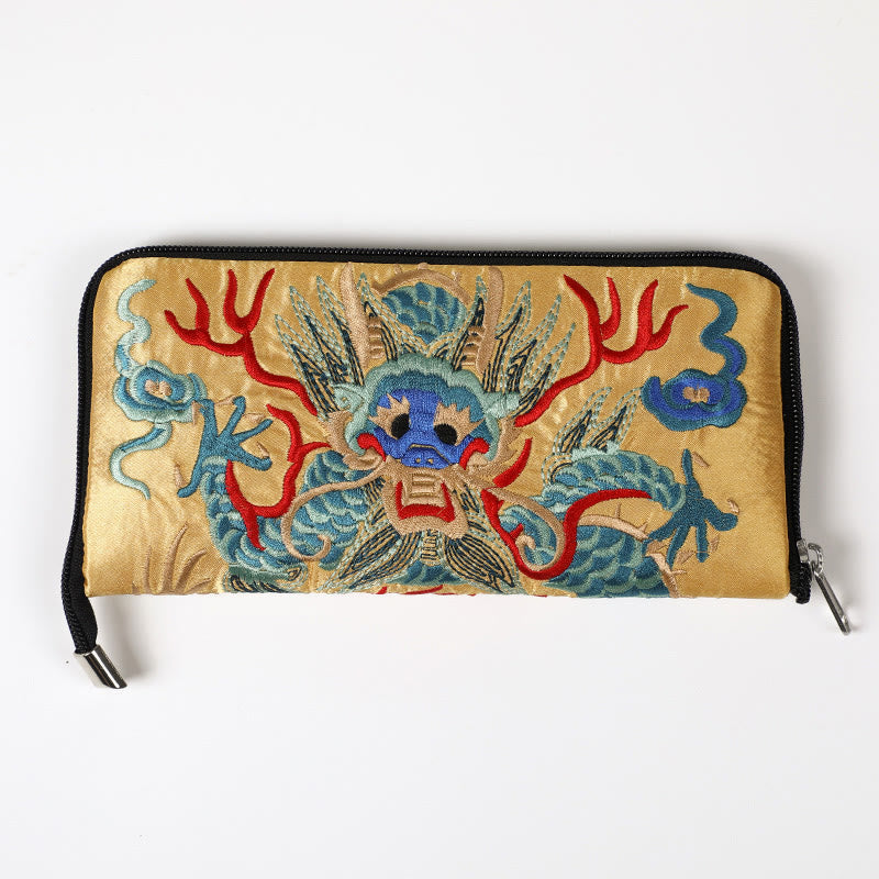 Handtasche mit Stickerei „Mythisches Tier“ | Phönixdrache Qilin 23 cm