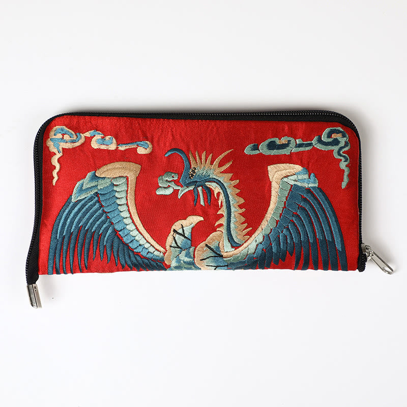 Handtasche mit Stickerei „Mythisches Tier“ | Phönixdrache Qilin 23 cm