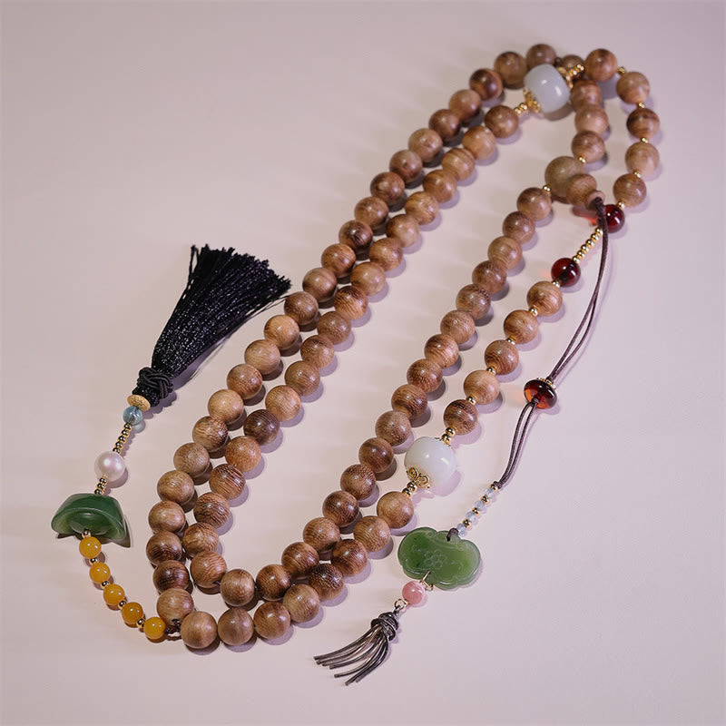 Natürliches Adlerholz-Bernstein-Jade-Armband für Gleichgewicht und Schutz