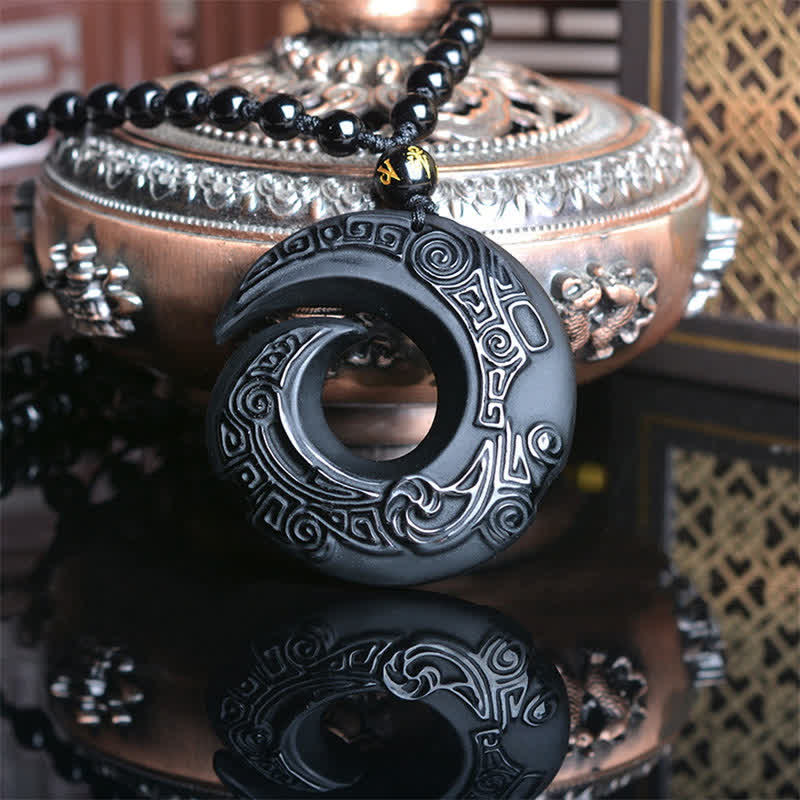 Natürlicher schwarzer Eisobsidian-Stärke-Halskettenanhänger