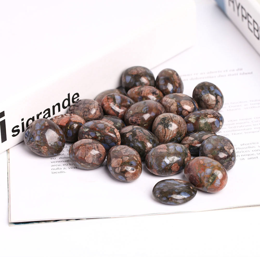 Natürliche blaue Que Sera-Trommelsteine, poliert, 2,5–3 cm