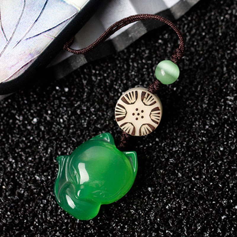 Natürlicher Chalcedon Fuchs Harmonie Zen Dekor Hängend