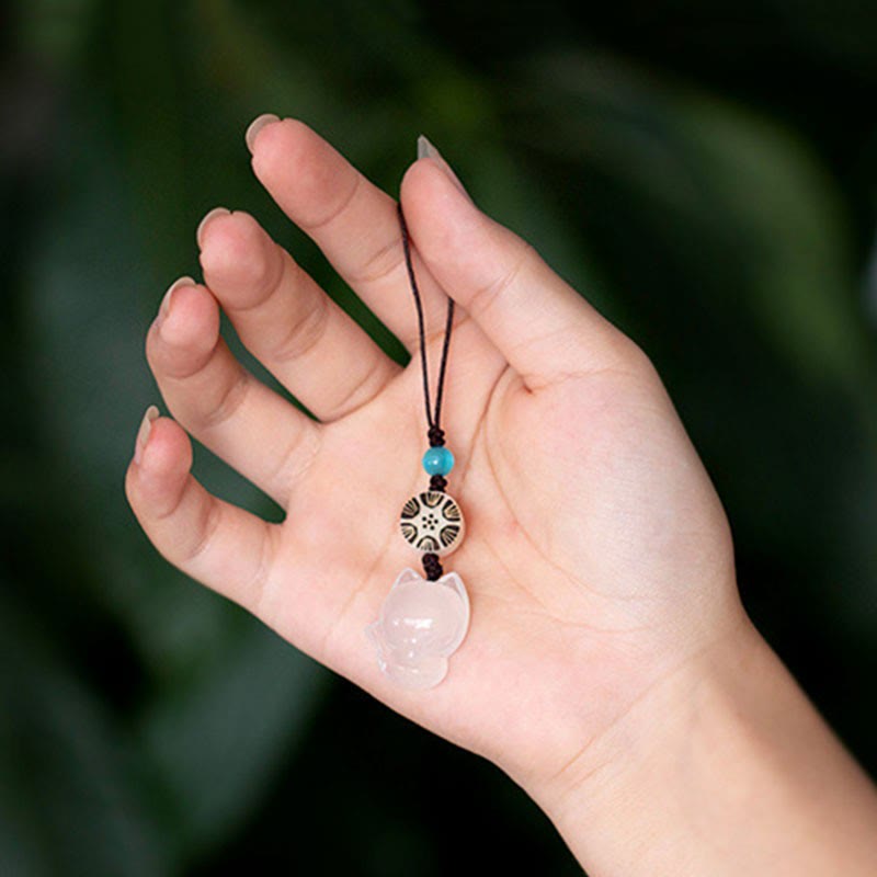 Natürlicher Chalcedon Fuchs Harmonie Zen Dekor Hängend