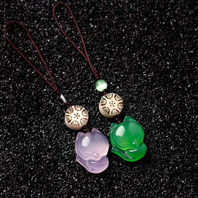 Natürlicher Chalcedon Fuchs Harmonie Zen Dekor Hängend