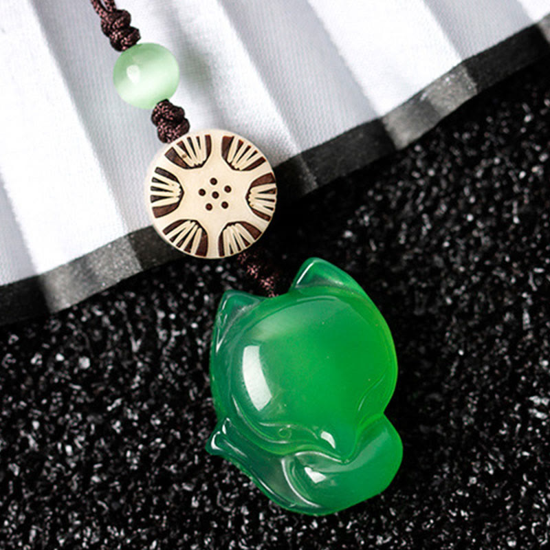 Natürlicher Chalcedon Fuchs Harmonie Zen Dekor Hängend