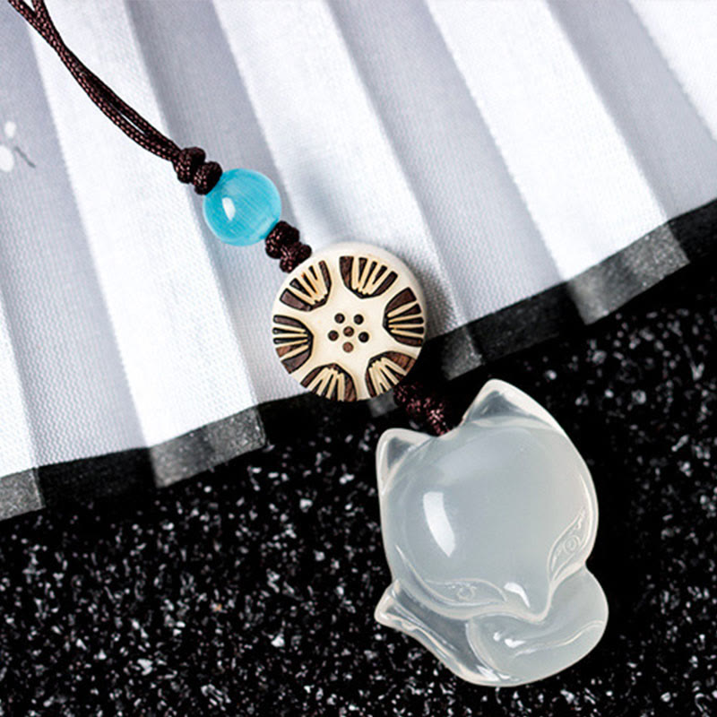 Natürlicher Chalcedon Fuchs Harmonie Zen Dekor Hängend