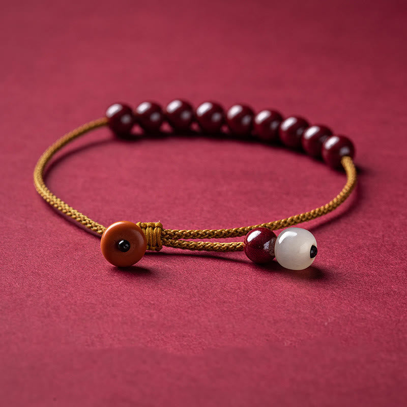 Segensarmband aus natürlichem Zinnoberperlen, 14–20 cm