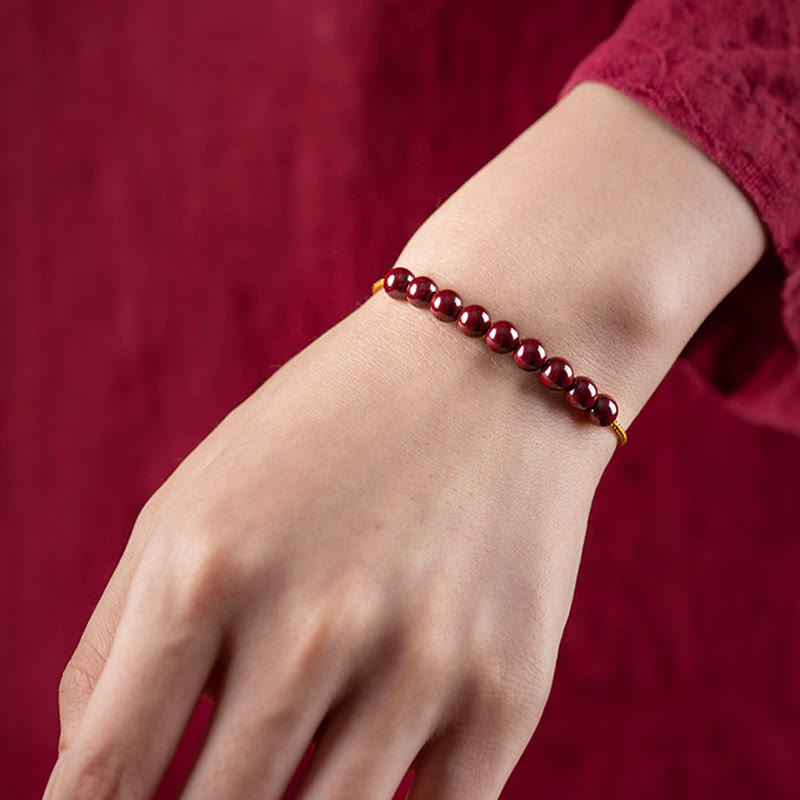 Segensarmband aus natürlichem Zinnoberperlen, 14–20 cm