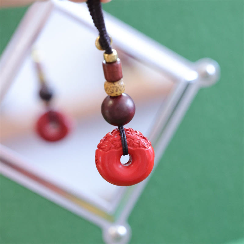 Natürlicher Zinnober PiXiu Peace Buckle Schlüsselanhänger für Segen