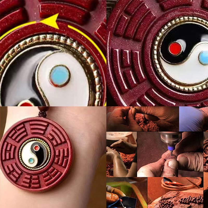 Natürlicher Zinnober-Yin-Yang-Anhänger für Schutz und Gleichgewicht