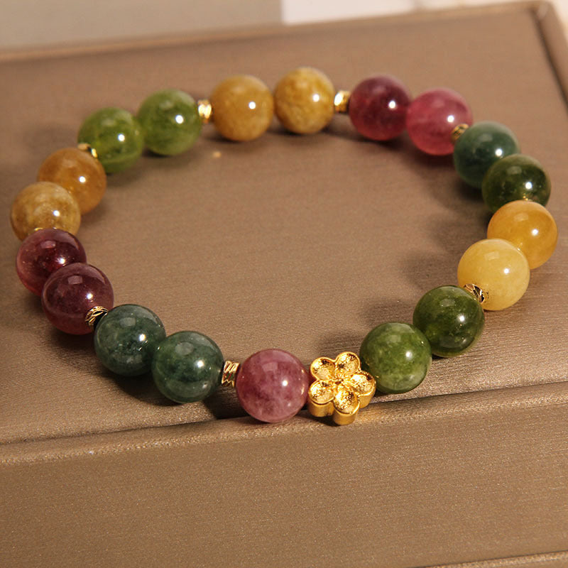 Natürliches buntes Turmalin-Armband mit positivem spirituellem Charakter, 14–16 cm