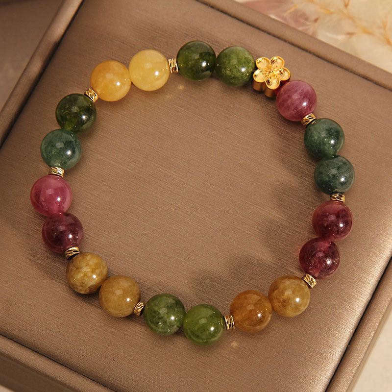 Natürliches buntes Turmalin-Armband mit positivem spirituellem Charakter, 14–16 cm
