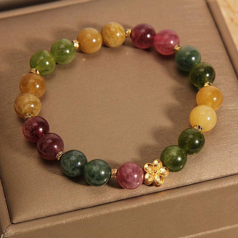 Natürliches buntes Turmalin-Armband mit positivem spirituellem Charakter, 14–16 cm