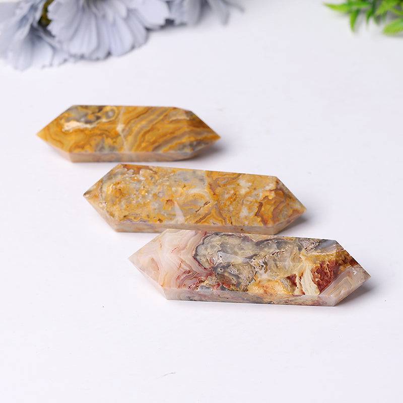 Natural Crazy Agate Double Terminated Crystal Point 2.4-4.5 inches Healing