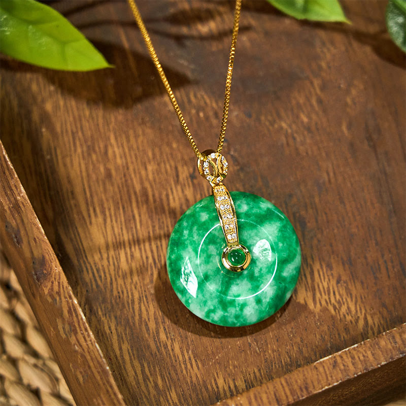 Natürliche Cyan Jade Peace Buckle Heilung Halskette