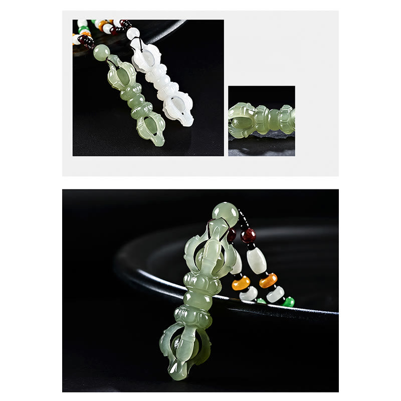 Natürliche Hetian Cyan Jade Erfolgskette mit Dorje Vajra