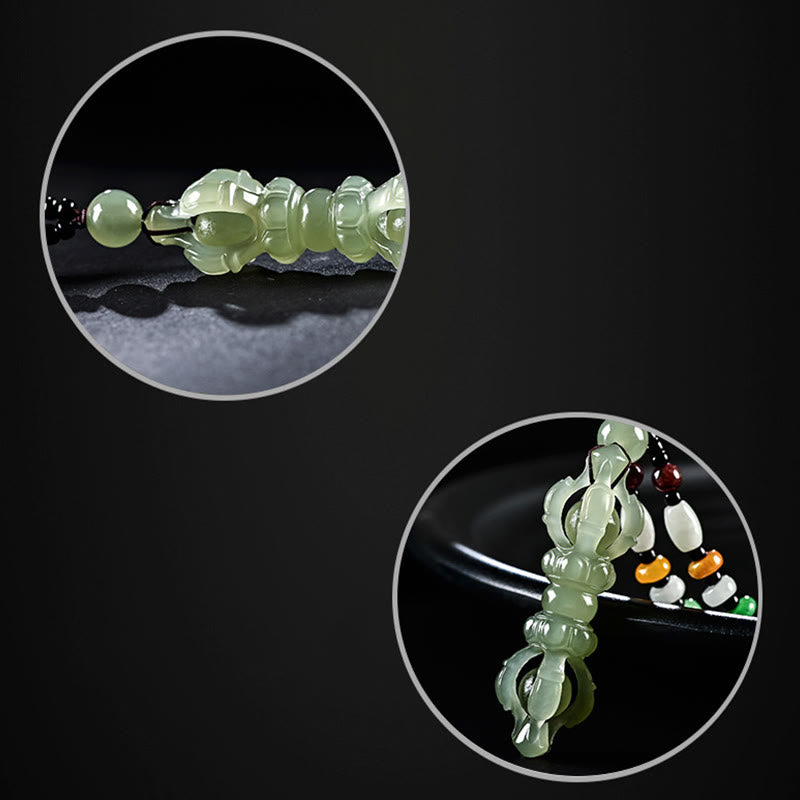 Natürliche Hetian Cyan Jade Erfolgskette mit Dorje Vajra
