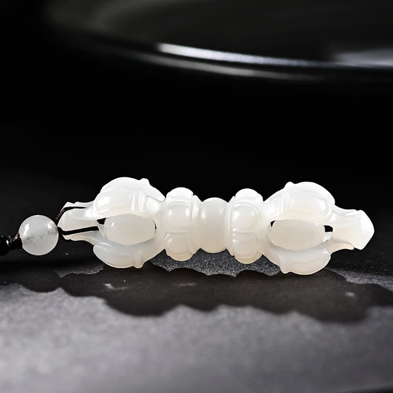 Natürliche Hetian Cyan Jade Erfolgskette mit Dorje Vajra