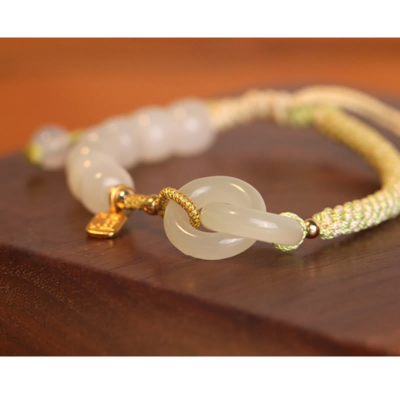 Natürliches Hetian Jade-Armband mit doppelter Peace-Schnalle für Fülle