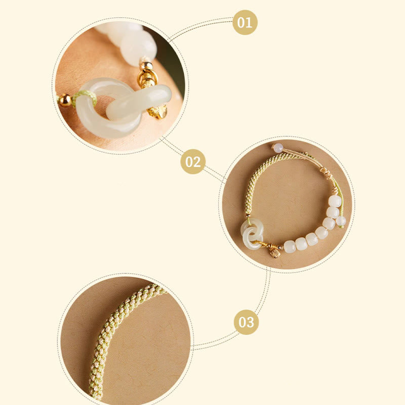 Natürliches Hetian Jade-Armband mit doppelter Peace-Schnalle für Fülle
