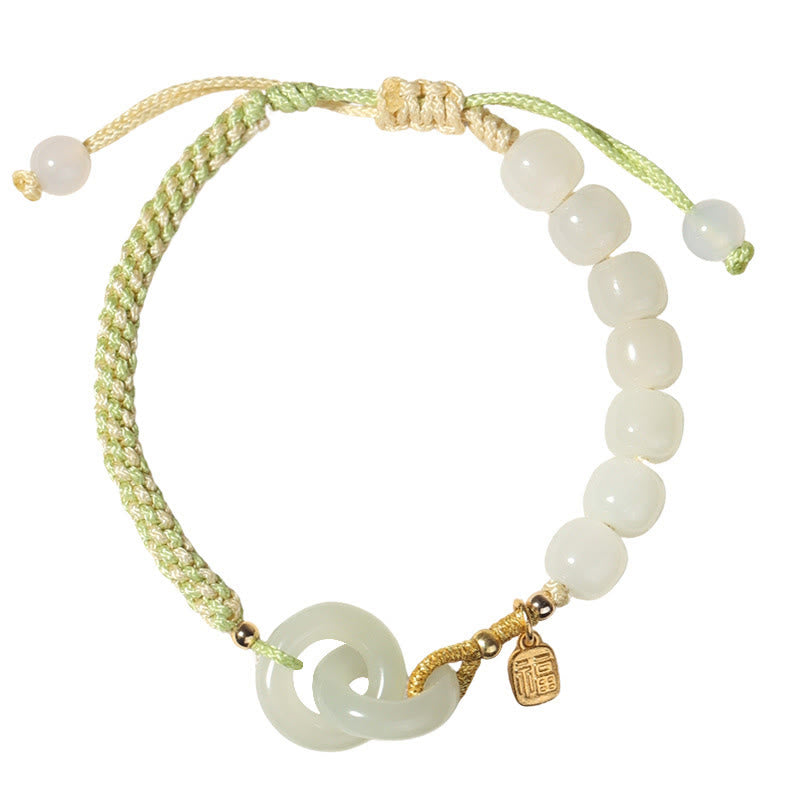 Natürliches Hetian Jade-Armband mit doppelter Peace-Schnalle für Fülle