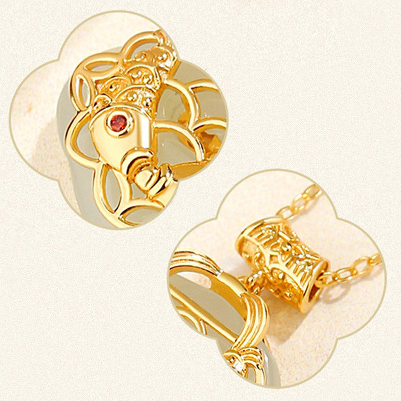 Natürliche Hetian Jade Koi Fisch Reichtum Halskette in Sterling Silber