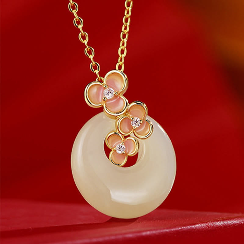 Natürliche Hetian Jade Peace Schnalle Armband Halskette