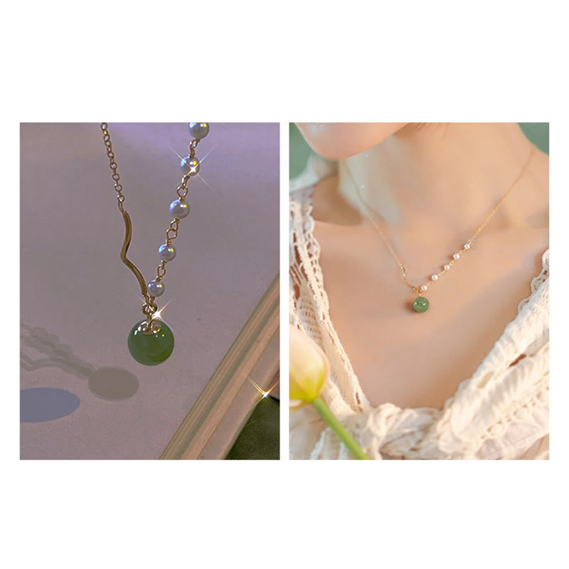 Natürliche Hetian Jade Perle Glücksperlen Halskette für Wohlstand
