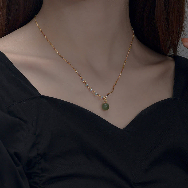 Natürliche Hetian Jade Perle Glücksperlen Halskette für Wohlstand