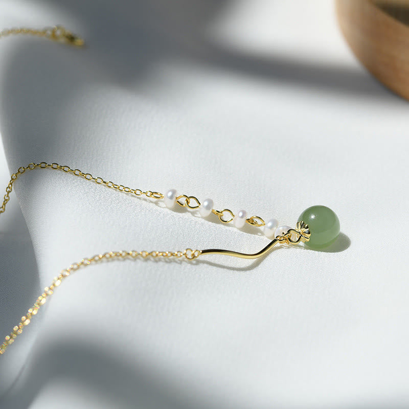 Natürliche Hetian Jade Perle Glücksperlen Halskette für Wohlstand
