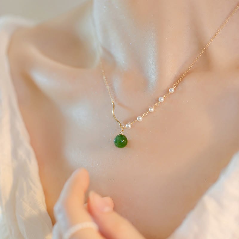 Natürliche Hetian Jade Perle Glücksperlen Halskette für Wohlstand