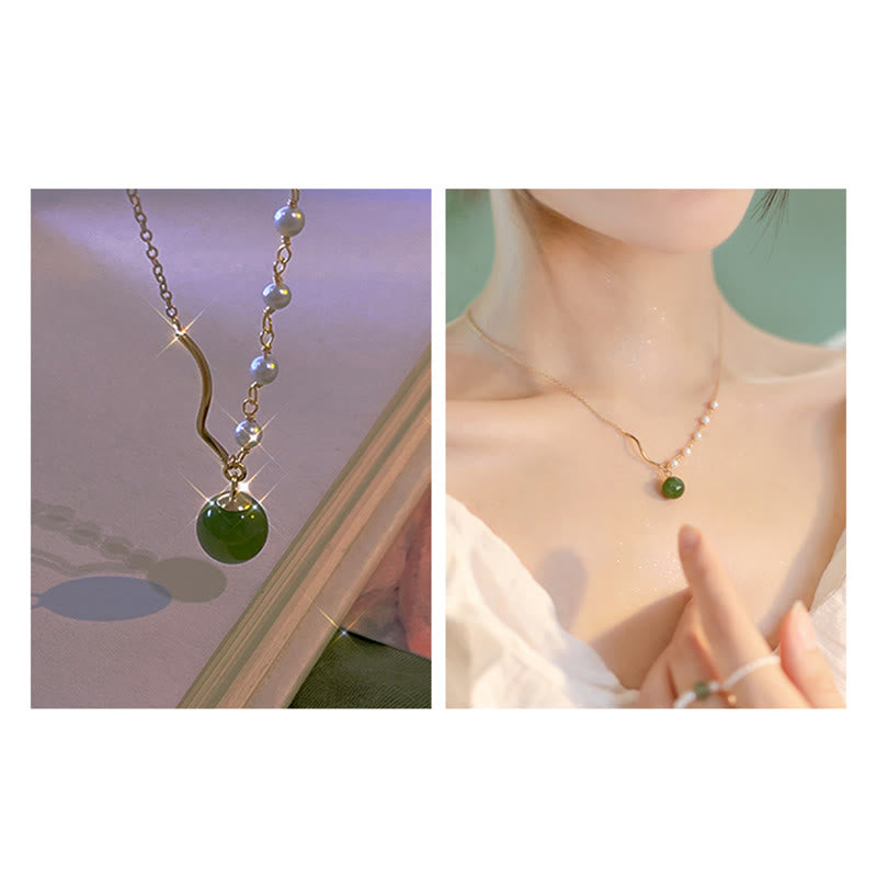 Natürliche Hetian Jade Perle Glücksperlen Halskette für Wohlstand