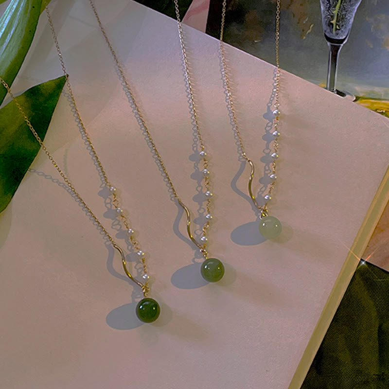 Natürliche Hetian Jade Perle Glücksperlen Halskette für Wohlstand