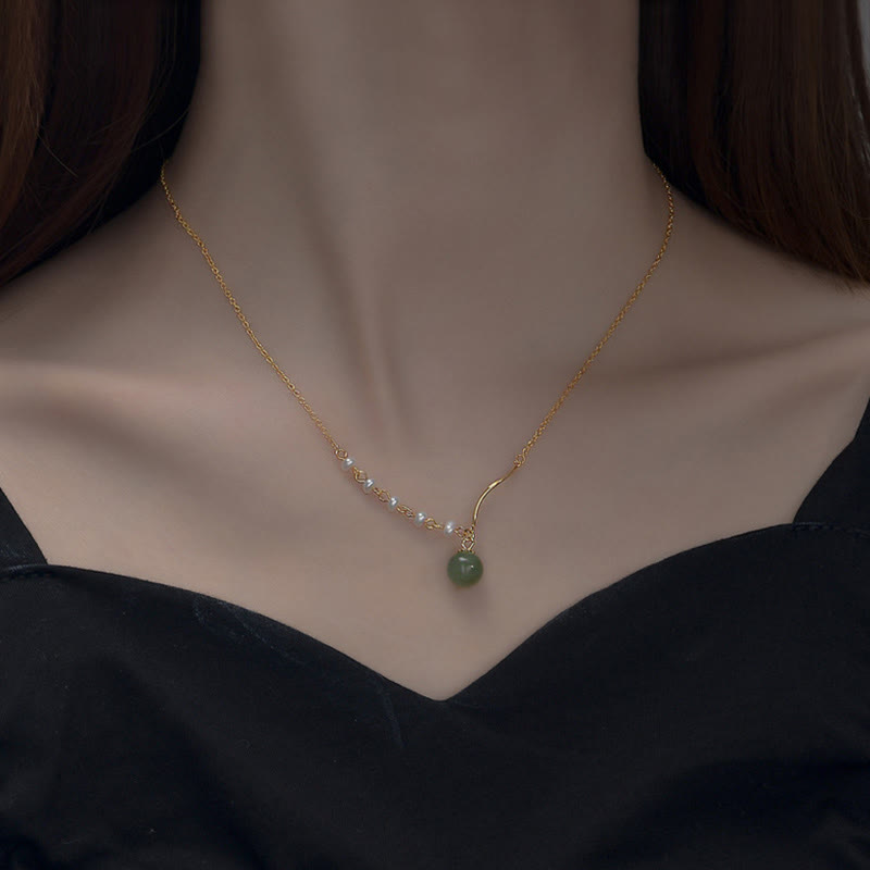 Natürliche Hetian Jade Perle Glücksperlen Halskette für Wohlstand