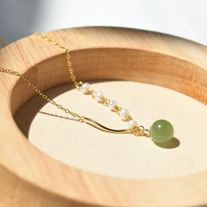 Natürliche Hetian Jade Perle Glücksperlen Halskette für Wohlstand