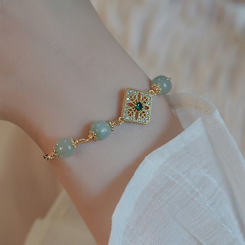 Natürliches Hetian-Jade-Wohlstandsarmband, 14–15 cm