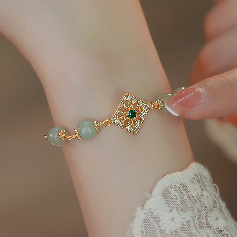 Natürliches Hetian-Jade-Wohlstandsarmband, 14–15 cm