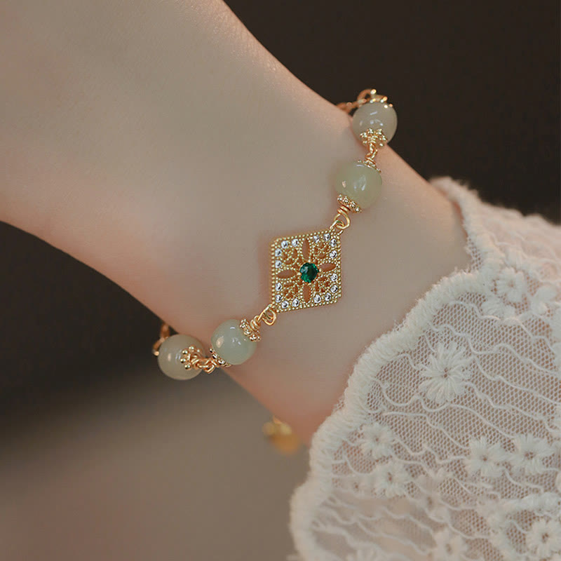 Natürliches Hetian-Jade-Wohlstandsarmband, 14–15 cm