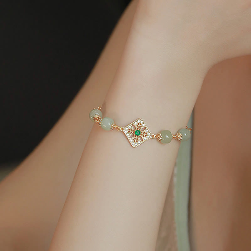 Natürliches Hetian-Jade-Wohlstandsarmband, 14–15 cm