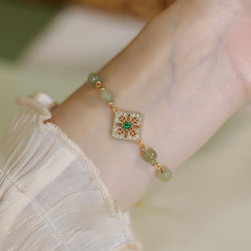 Natürliches Hetian-Jade-Wohlstandsarmband, 14–15 cm