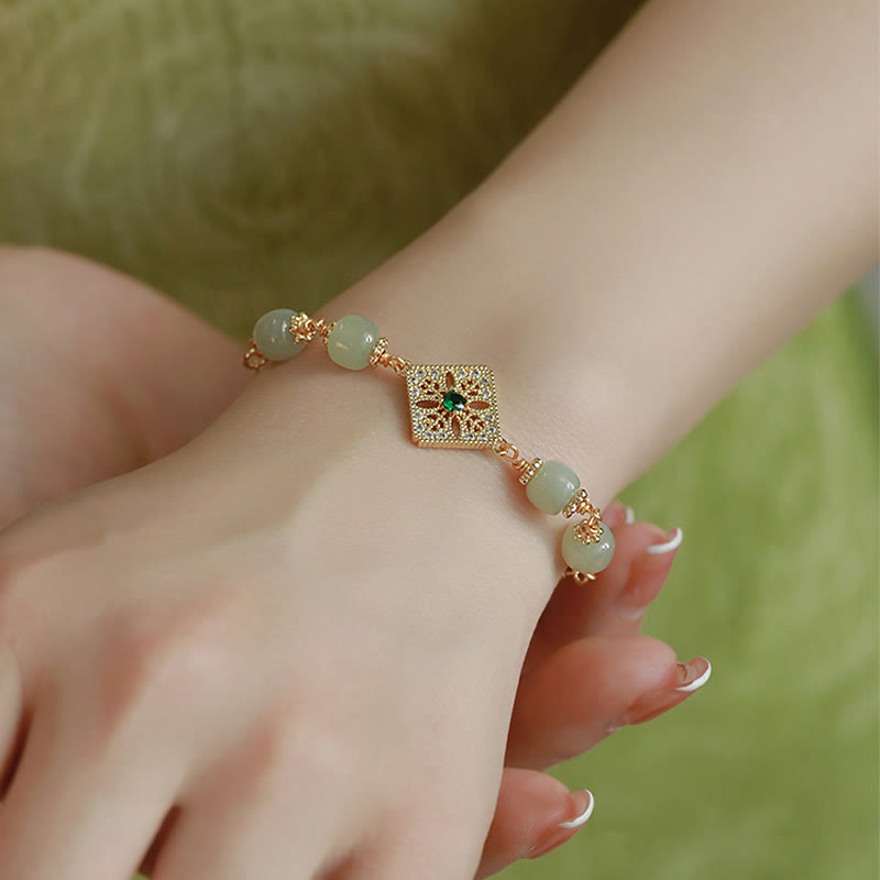 Natürliches Hetian-Jade-Wohlstandsarmband, 14–15 cm